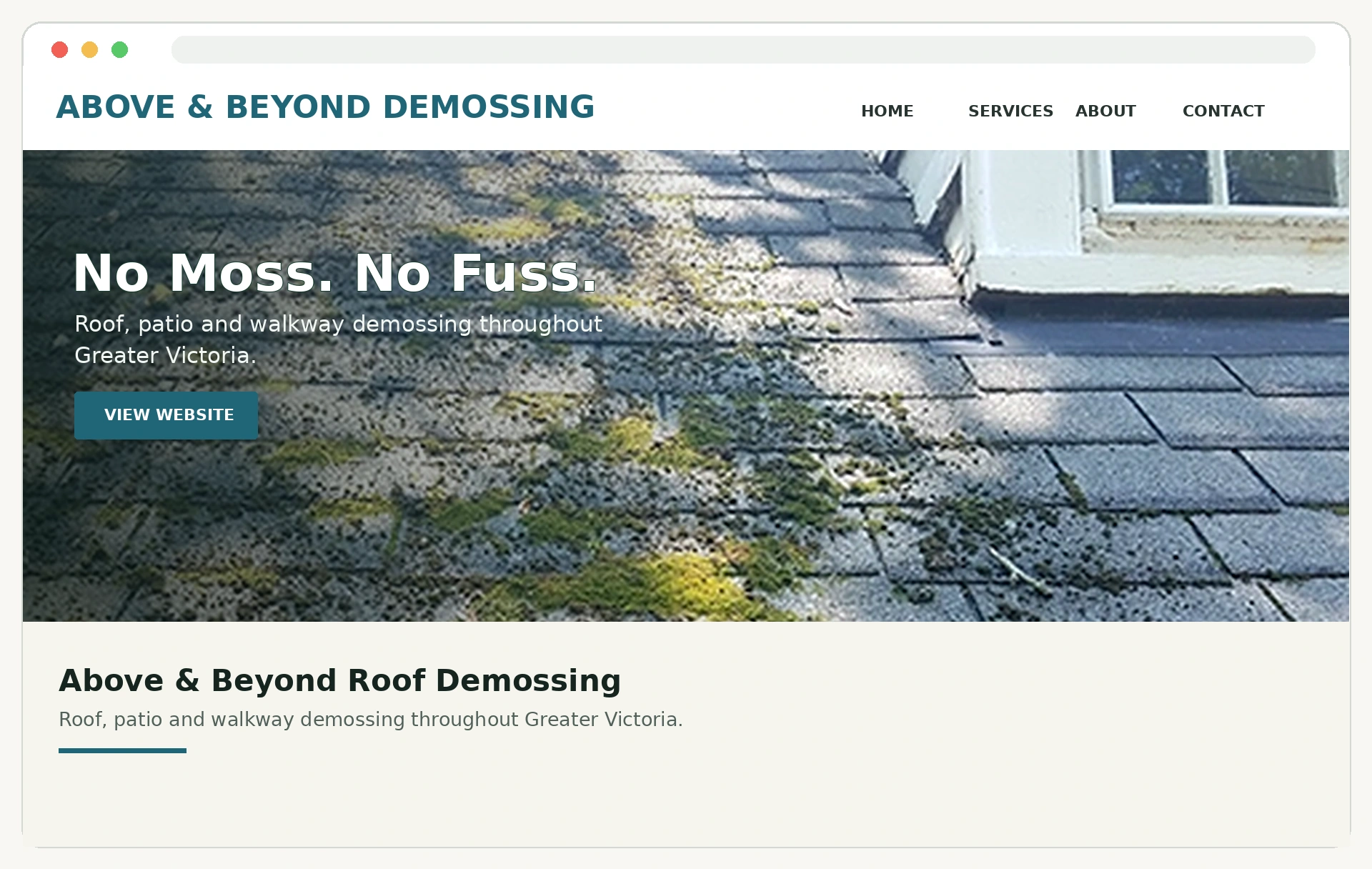 Preview of the Above and Beyond Roof Demossing website