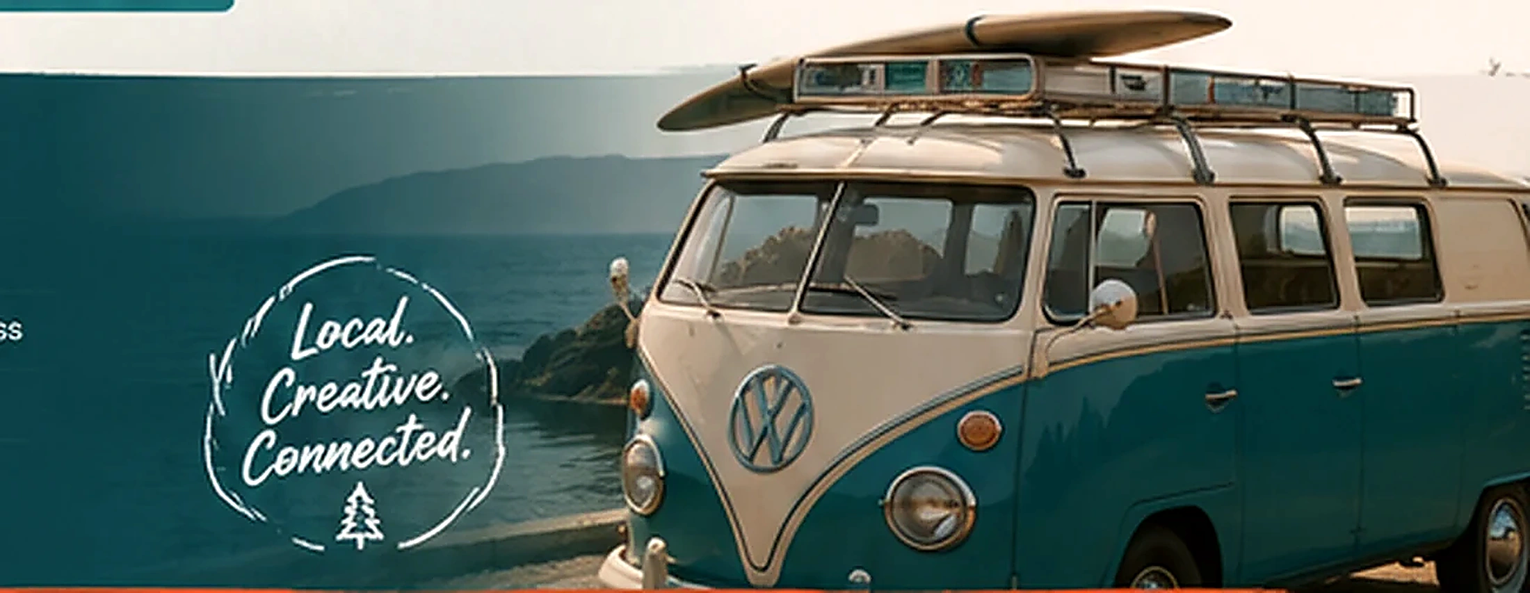 West Coast creative studio van near the ocean